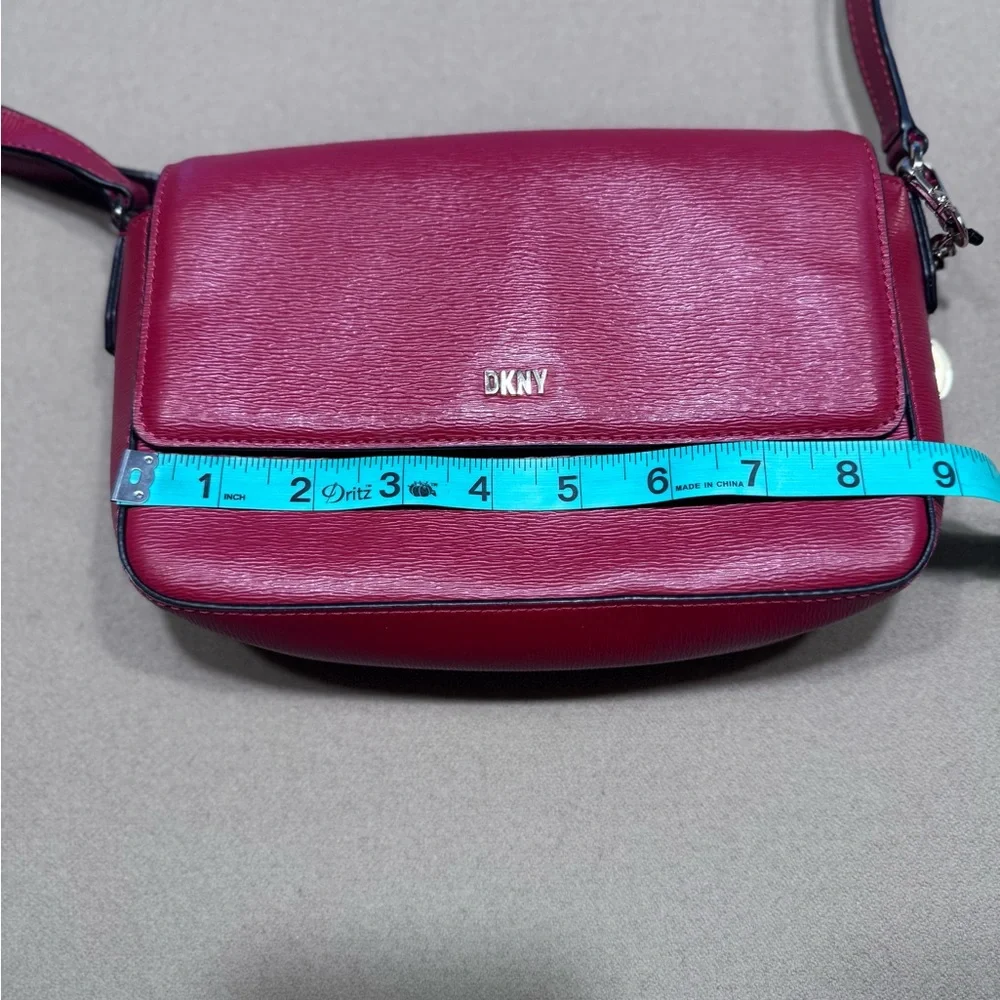 DKNY Sutton Red Leather Bryant Flap Crossbody